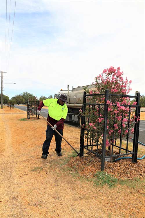 Outdoor staff watering