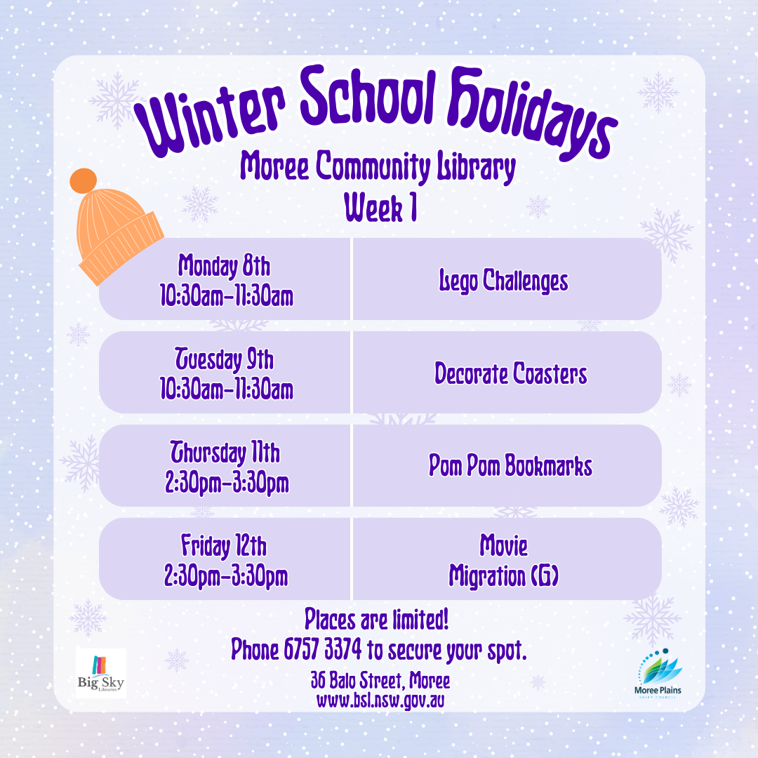 July Holiday fun at the Moree Community Library