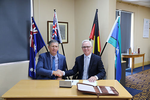 Mayor Johnson and Mayor Springborg