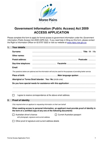 GIPA Act1994 Formal Access Application Form