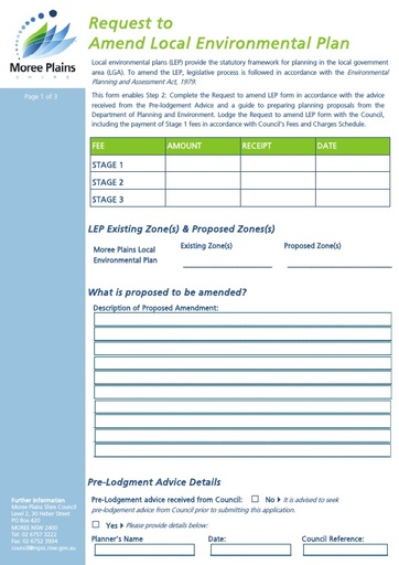 Request to Amend Local Environmental Plan