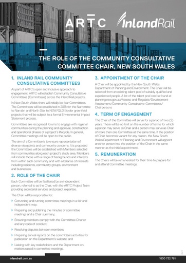 Inland Rail Role CCC Chair