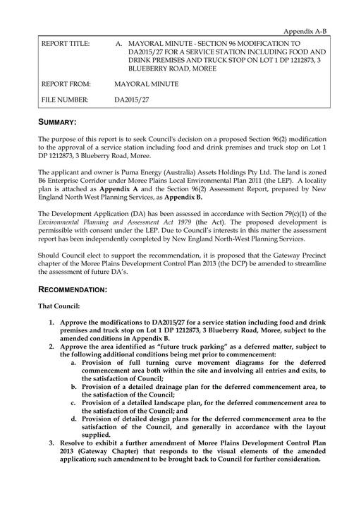 Report to Council DA2015 27 Section 96 Amendment Puma Service Station