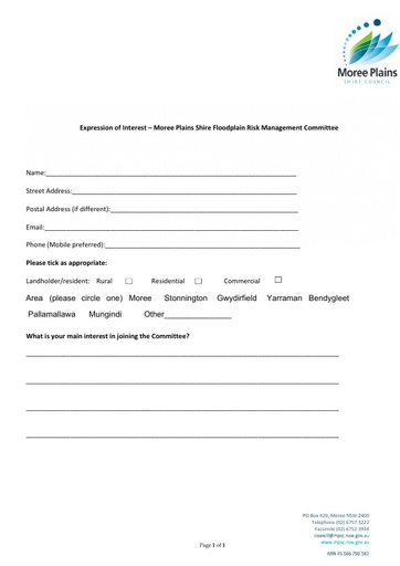 Floodplain Risk Management Committee Registration Form
