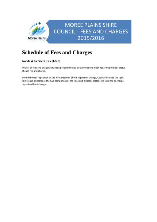Fees and Charges 2015 2016