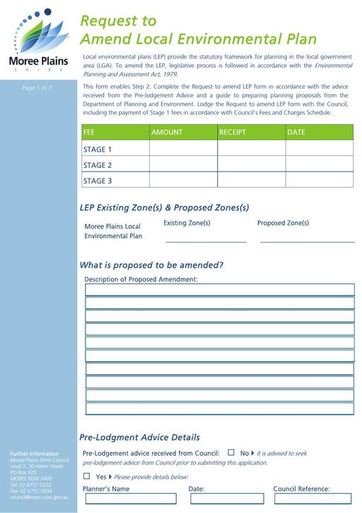 Request to Amend Local Environmental Plan