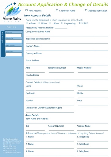 Account Application and Change of Details