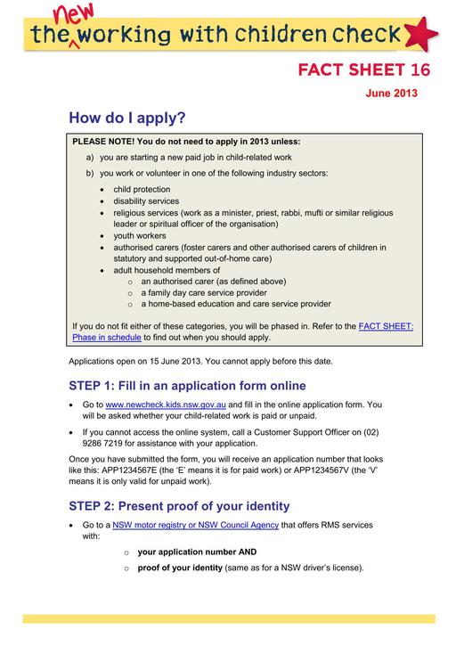 Working with Children Factsheet