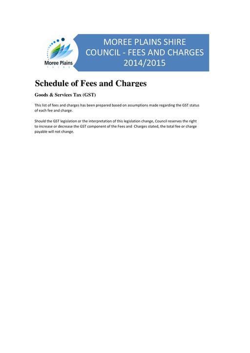 Fees and Charges 2014 2015