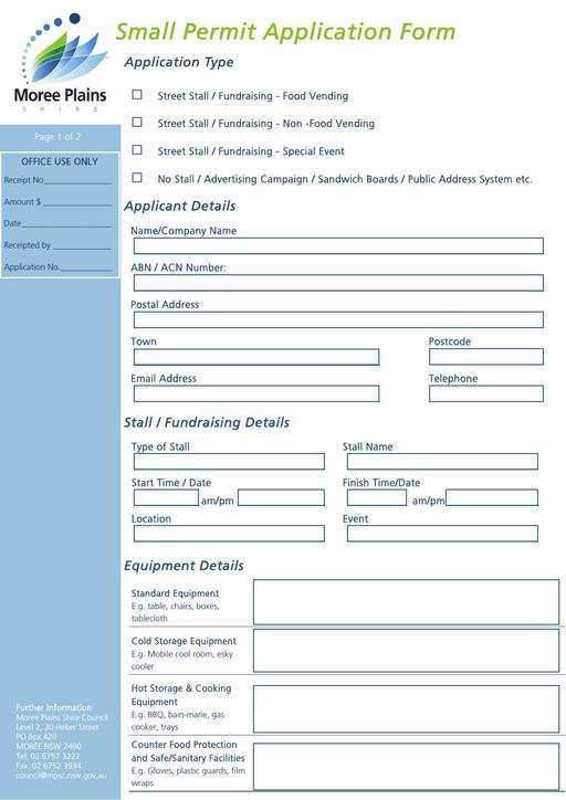 Small Permit Application Form