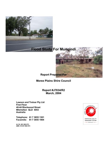 Mungindi Flood Study 2004 by Lawson and Treloar