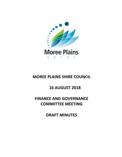 Draft Minutes 16 August 2018 Finance and Governance Committee Meeting