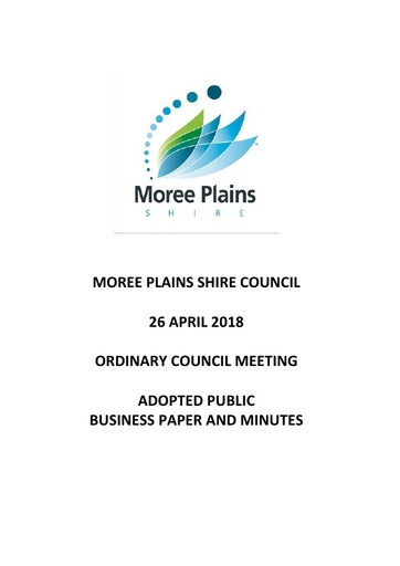 2018 04 26 Adopted Public Business Paper and Minutes Ordinary Council Meeting