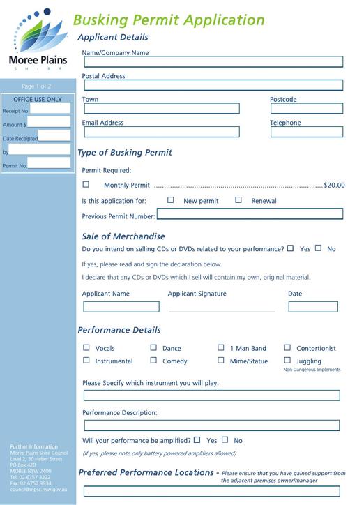 Busking Permit Application