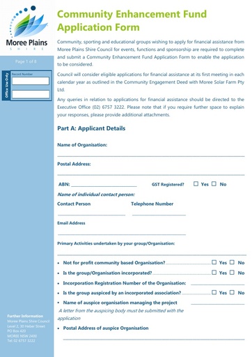 Community Enhancement Fund Application Form