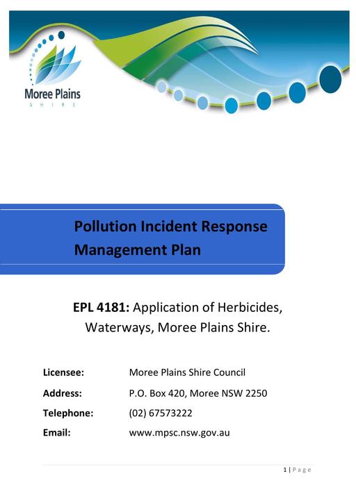 Weeds pollution incident response plan