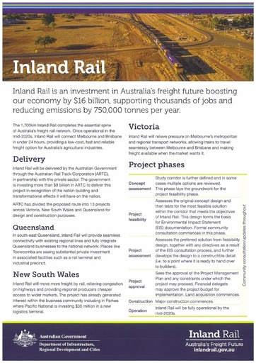 Inland Rail Project Update Fact Sheet