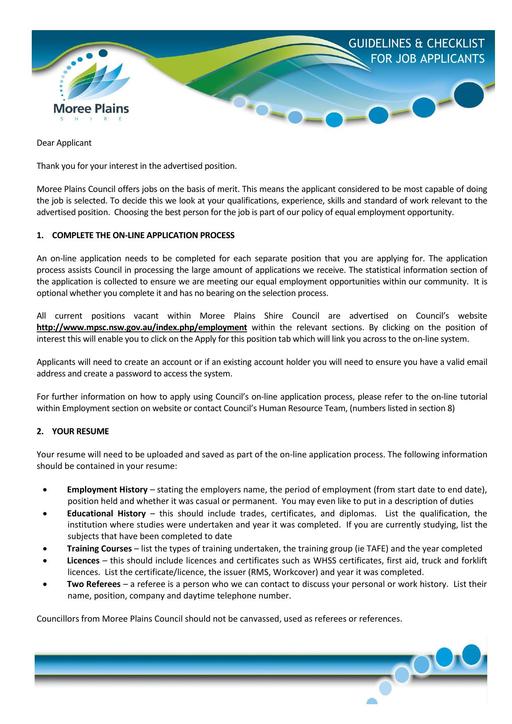 Guidelines for Job Applicants