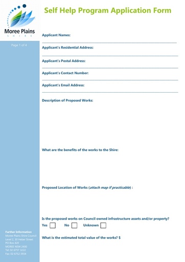 Self Help Application Form