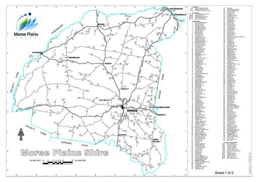 Moree Plains Shire Road Names Map